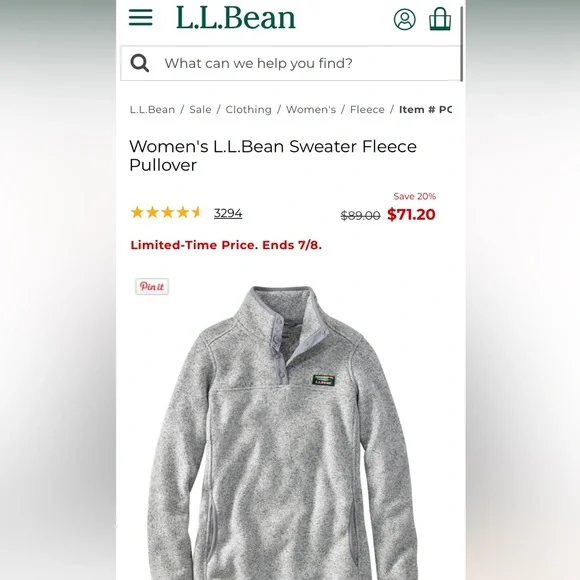 Women's L.L.Bean Sweater Fleece Pullover Size Medium Pewter Color - Picture 9 of 9